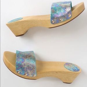 Lulu's Wyatt Hologram Leather Slide Sandals